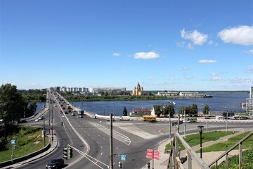View of the Oka river and Kanavinsky bridge in Nizhny Novgorod