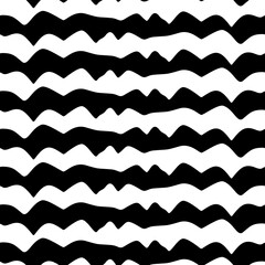 Curved lines seamless pattern. Linear waves motif. Curves print. Jagged stripes ornament. Striped background. Broken line shapes wallpaper. Wavy stripe figures. Ethnical textile print. Vector artwork.