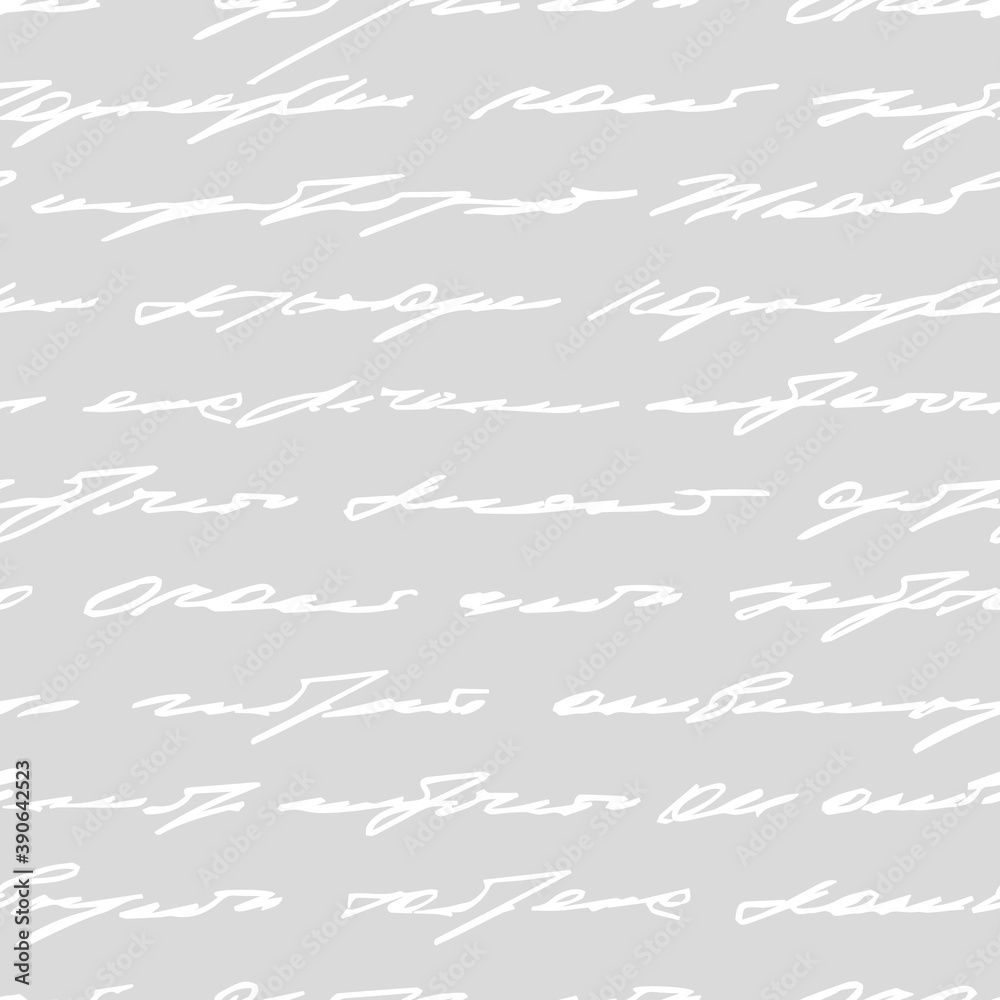 Poster vector seamless pattern. write text word. scrawl handwritten. subtle background. abstract script pat