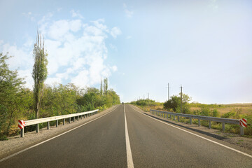 Fototapeta premium Beautiful view of empty asphalt highway. Road trip