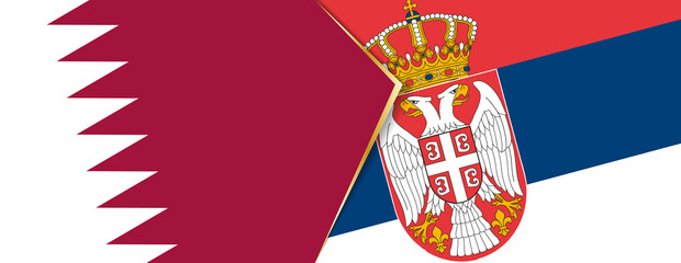 Qatar and Serbia flags, two vector flags.