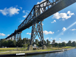 Obraz premium Railway bridge in Rendsburg in Germany