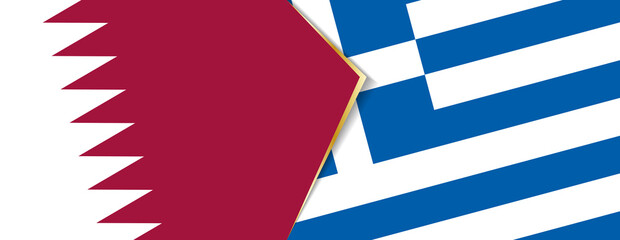 Qatar and Greece flags, two vector flags.