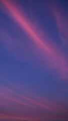 Ciel rosé aux teintes nacrées sous des nuages de cristaux de glace, de haute altitude