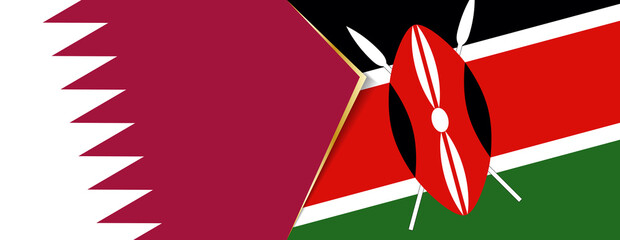 Qatar and Kenya flags, two vector flags.