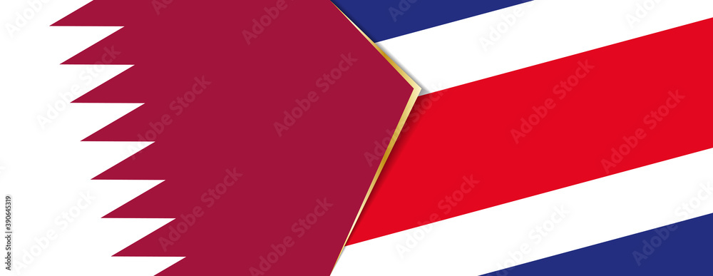 Poster Qatar and Costa Rica flags, two vector flags.