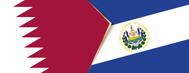 Qatar and El Salvador flags, two vector flags.