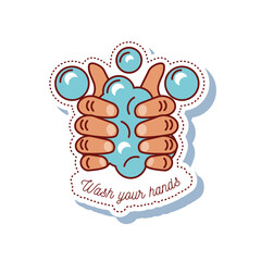 coronavirus covid 19, washing your hands sticker icon