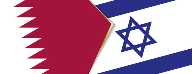 Qatar and Israel flags, two vector flags.