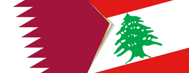 Naklejka na ściany i meble Qatar and Lebanon flags, two vector flags.
