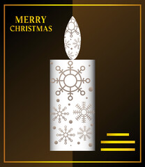merry christmas, candle with snowflakes decoration card