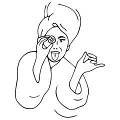 Vector illustration of Beautiful woman spa treatment. Beauty procedures