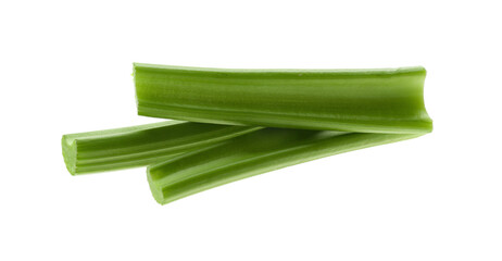 Fresh green celery sticks isolated on white