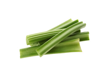 Fresh green celery sticks isolated on white