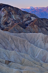 Landscape at dawn of the Panamint Mountains and Golden Canyon from Zabriskie Overlook, Death Valley National Park, California, USA