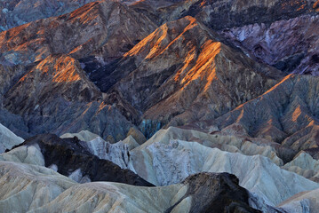 Landscape at sunrise, Golden Canyon from Zabriskie Overlook, Death Valley National Park, California, USA