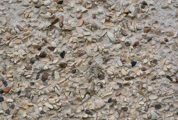 decorative stones and cement wall detail.