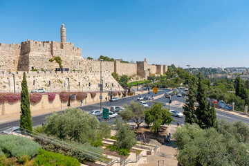 A view of the old city of Jerusalem by Jaffa gate