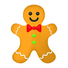 Gingerbread Man Christmas Pastry. Vector Illustration Emoji Style. Clip Art Holidays Icon.