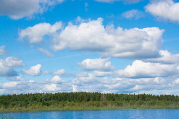 Lower-Narochanskie the Reservoir in Kuvshinovo. Beautiful scenery. 
