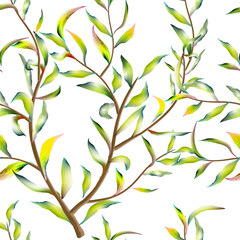 Floral pattern filled with green leaves