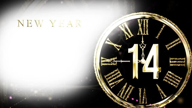 Number decreasing from 20 to 1. Clock countdown 20 to 0 midnight . Christmas clock isolated on black background. golden glamour style clock counting last moments before Christmas or New Year.  