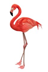 Painting flamingo isolated on white background