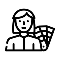 colorist designer woman job line icon vector illustration
