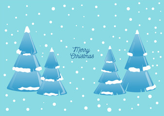 Illustration of a Winter landscape with snow-covered trees. Vector illustration for a Christmas greeting card. Text can be added and replaced