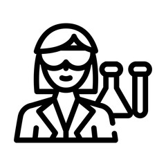 chemist woman job line icon vector illustration