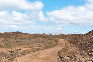 Trail in Isla Lobos in Fuerteventura in the summer 2020