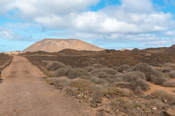 Trail in Isla Lobos in Fuerteventura in the summer 2020
