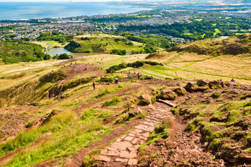 Fototapeta na wymiar The view from Arthur's Seat, Holyrood Park, Edinburgh, Scotland.