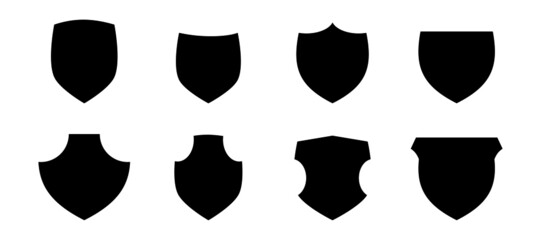 A set of black coloured shields. Logo of shields.