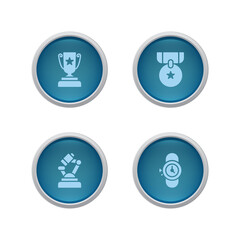 Button medal, trophy, microscope, watch icon. Vector color