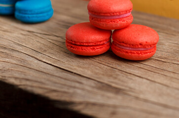 macaroons on wooden background   
