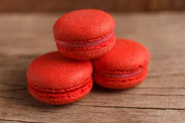 macaroons on wooden background   