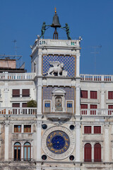 Venice, Italy. Clock Tower in the centre of Venice. Tower with bell on the top