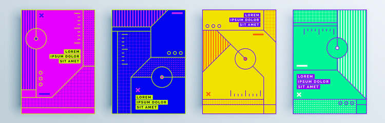 Fototapeta premium Modern abstract covers set, minimal covers design. Colorful geometric background, vector illustration.