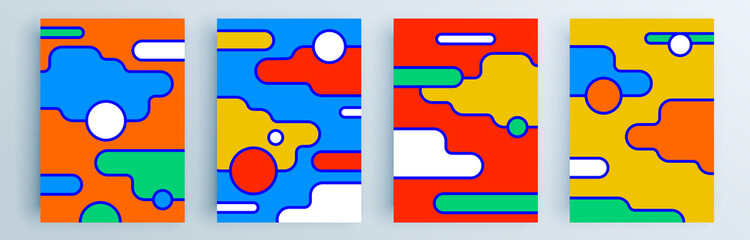 Obraz premium Modern abstract covers set, minimal covers design. Colorful geometric background, vector illustration.