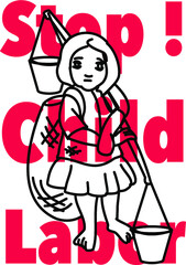 Hand drawn child poverty vector illustration.child beggar vector,sad child beggar,stop child labour