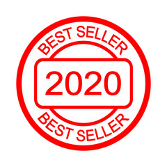 Best seller 2020 stamp. Red rubber stamp. Seal. Product quality. Bestseller cachet. Round print. Top seller