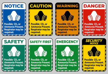 PPE Sign Possible Co2 Or Ammonia Present, Respirator May Be Required