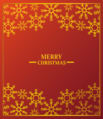 merry christmas, lettering golden snowflakes red background