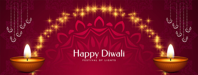 Obraz na płótnie Canvas Religious Happy Diwali festival decorative banner design