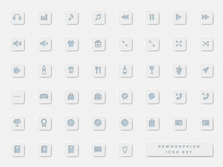 ブルーのニューモーフィズムアイコンセット_03