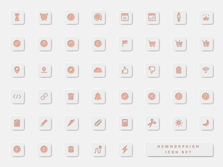 ブルーのニューモーフィズムアイコンセット_02