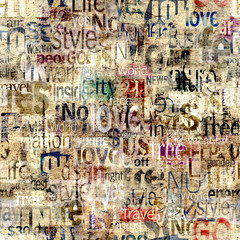 Fototapety  Streszczenie grunge miejski geometryczny chaotyczny wzór ze słowami, literami