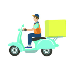 Food delivery man on scooter. online ordering

