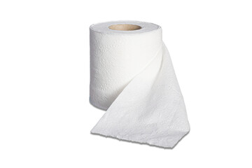 Toilet paper roll isolated tissue for white background used in the bathroom hygienic privies with clipping path.